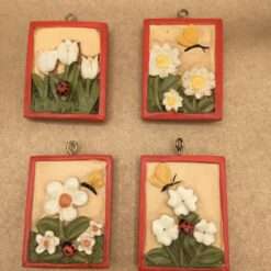 Bomboniera Gadget Compleanno Calamita Quadretto Fiori Stock 6 Pezzi