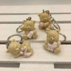 Bomboniera Nascita Portachiavi Orso Orsetto Rosa Stock 27 Pezzi