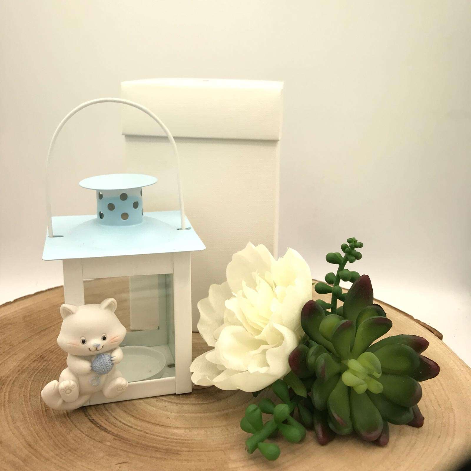 Lanterna Porta Tealight Gattino Azzurro - Articolo da Regalo, Home Design