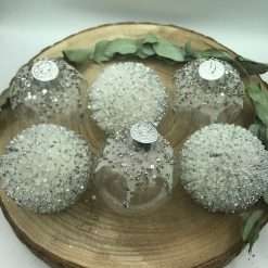 Set 6 Palline di Natale Argento Glitter