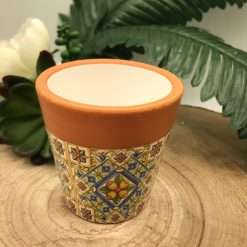 Bomboniera Compleanno Comunione Vasetto in Ceramica Decoro Maioliche - Kahrma Living