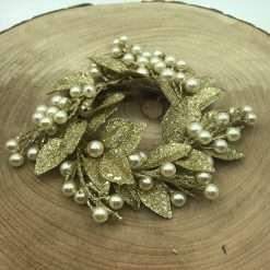 Girocandela foglie oro e perle