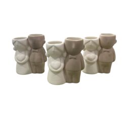 Stock 17 Pezzi Bomboniera Matrimonio Sposini Portapiantina in Ceramica - AD Emozioni