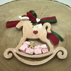 Pendaglio Natalizio in Ceramica Cavallo a Dondolo Rosa