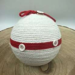 Set 4 Palline di Natale Cordone Bianco e Rosso