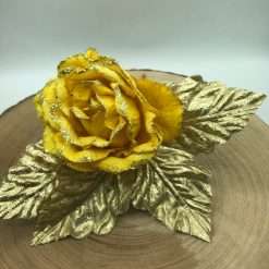 STOCK 11 Rose Gialle in Velluto Decorazione Natalizia o Home Decor
