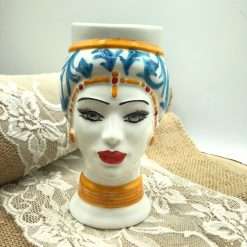 Bomboniera Matrimonio Vaso Testa di Moro Donna in Ceramica, Decoro Maiolica - Nonna Rosa