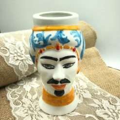 Bomboniera Matrimonio Vaso Testa di Moro Uomo in Ceramica, Decoro Maiolica - Nonna Rosa