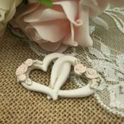 Bomboniera Matrimonio Calamita Doppio Cuore con Rose