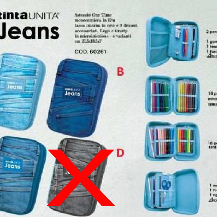 Astuccio One Time Accessoriato Tinta Unita Jeans