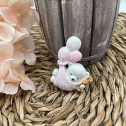 Bomboniera Nascita Battesimo Calamita Orsetto con Palloncini, Rosa - Collezione 2024