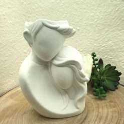 Bomboniera Matrimonio - Coppia Sposi Porta Piantina in Porcellana Biscuit 12x17,5 - AD Emozioni