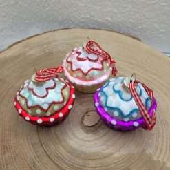 STOCK 10 Appendini Cupcake di Natale con Glitter