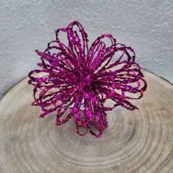 STOCK 9 Appendini Fiocco di Neve Fucsia Glitter - Decorazioni Natalizie