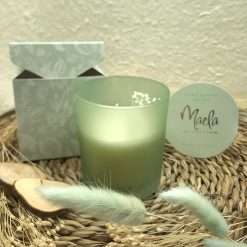 Bomboniera Matrimonio - Vaso Cilindrico in Vetro Verde Salvia con Candela Profumata - Maela Collection