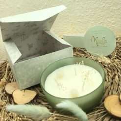 Bomboniera Matrimonio - Vaso Liscio in Vetro Verde Salvia con Candela Profumata - Maela Collection