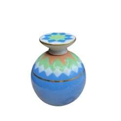 Bottiglia Tonda con Tappo in Porcellana Capodimonte Blu - Articolo da Regalo, Home Design