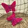 Set 4 Mollette Farfalla Fucsia con Strass Glitter - Decorazione Natalizia, Home Decor