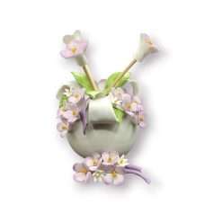 Profumatore + Calamita in Porcellana Capodimonte Fiori Prugna - Articolo da Regalo, Home Design