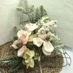 Ramo Decorativo con Fiori e Glitter - Decorazioni Natalizie