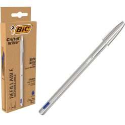 Penna Ricaricabile Bic Cristal Re'New 1 mm Blu + 2 Refill