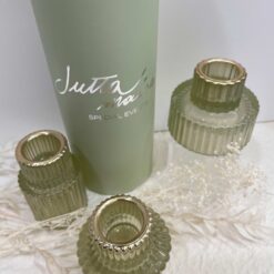 Bomboniera Matrimonio Porta Candela Set 3 Pezzi Vetro Salvia- Jutta Maison