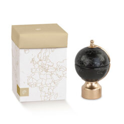 Bomboniera Compleanno Matrimonio Mappamondo Nero con Candela Profumata Ø 9 - Cupido & Co.
