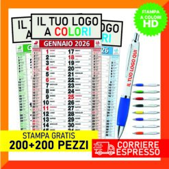Promo Kit 200 Calendari Olandesi 2026 + 200 Penne Stampa a Colori HD