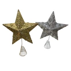 Puntale per Albero di Natale a Stella Decorata - Oro e Argento